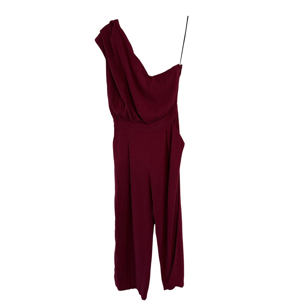 Free People Burgundy One Shoulder Wide Leg Jumpsuit Size 4 Wine